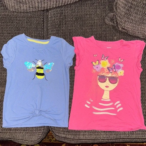 2 Shirts! Cat & Jack Blue shirt 6x size and Sonoma Pink Graphic Tee 7. - Picture 1 of 11